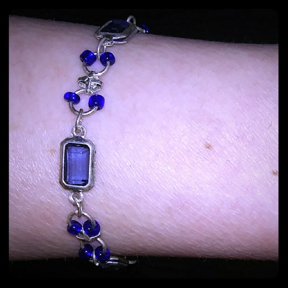 Hot Topic Jewelry - Goth Hot Topic Blue Stone Silver Bracelet Anklet!